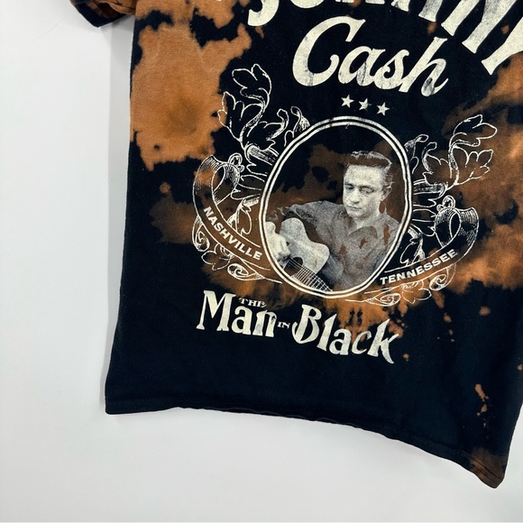 Johnny Cash Custom Bleach Splatter Short Sleeve Shirt Size Small Upcycled - Picture 3 of 8